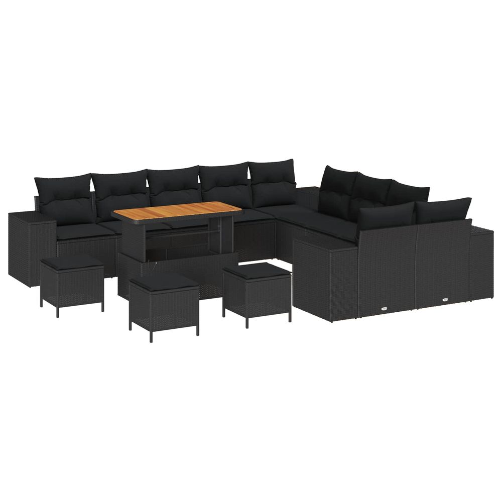 Ensemble de canapé de jardin 14 pc noir polyrotin