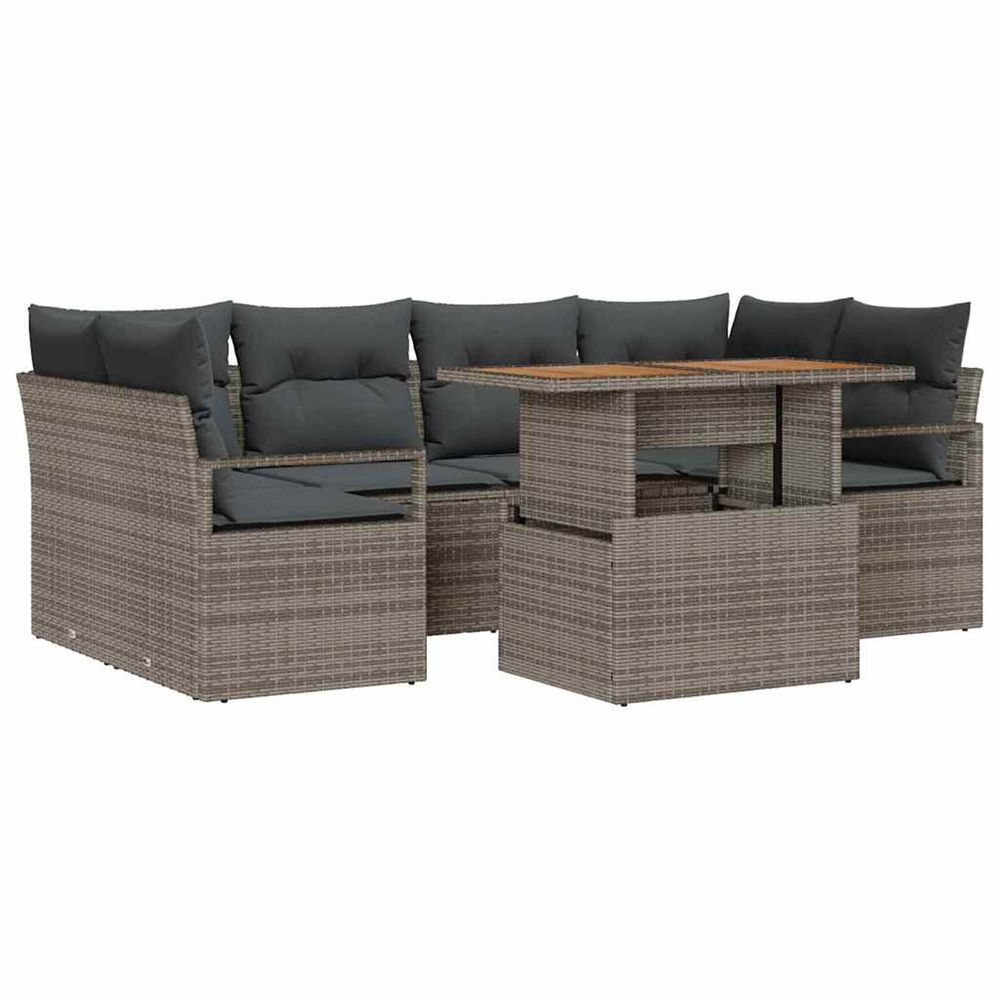 Ensemble de canapé de jardin 7 pc gris poly rotin