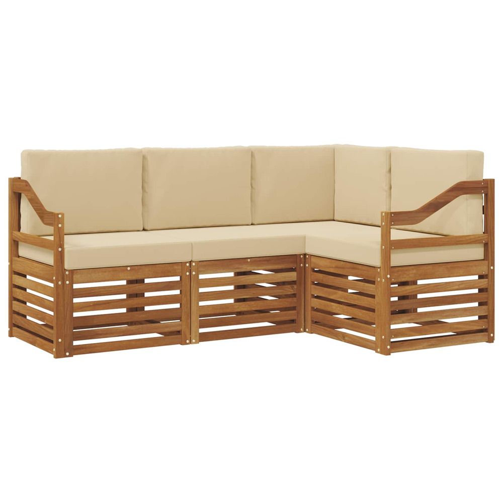 Ensemble de canapés d'extérieur 4 pc naturel et beige polyester