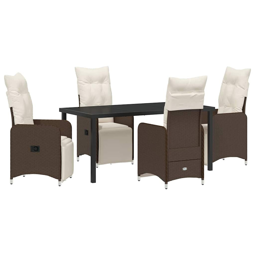 Ensemble de salle à manger pour jardin 5 pcs marron poly rotin