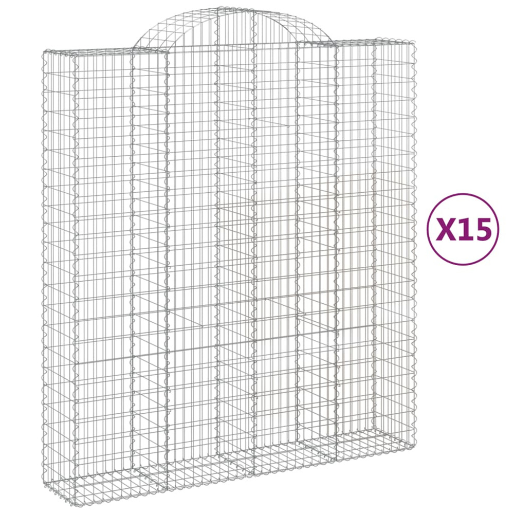 Paniers à gabions arqués 15 pcs 200x50x220/240 cm fer galvanisé