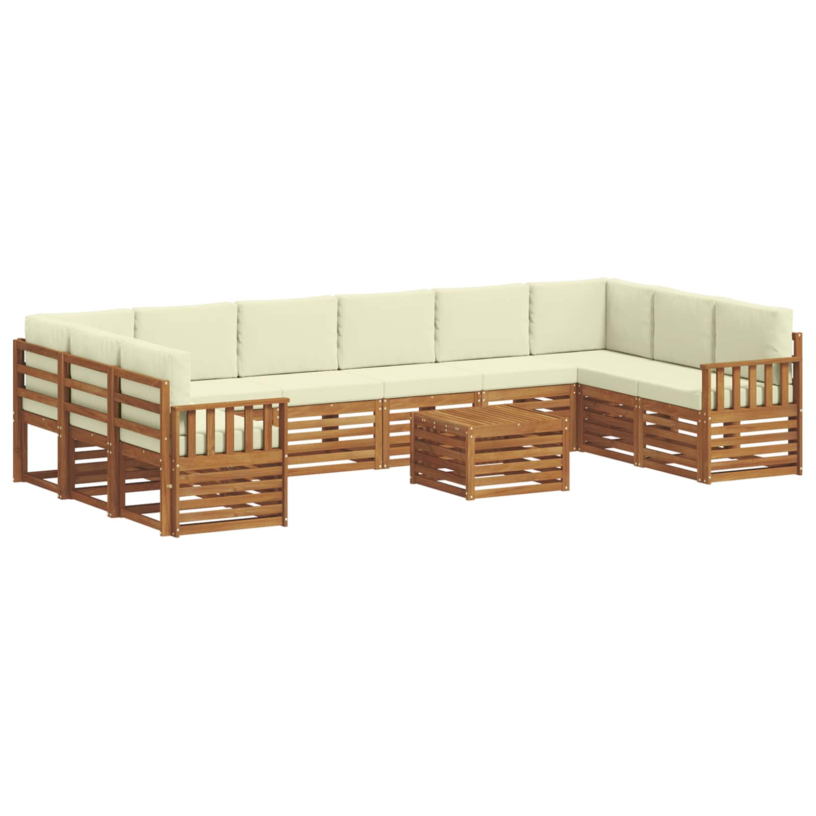 Ensemble de canapé d'angle avec coussin 11 pcs naturel et crème