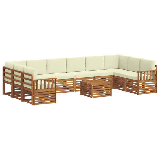 Ensemble de canapé d'angle avec coussin 11 pcs naturel et crème