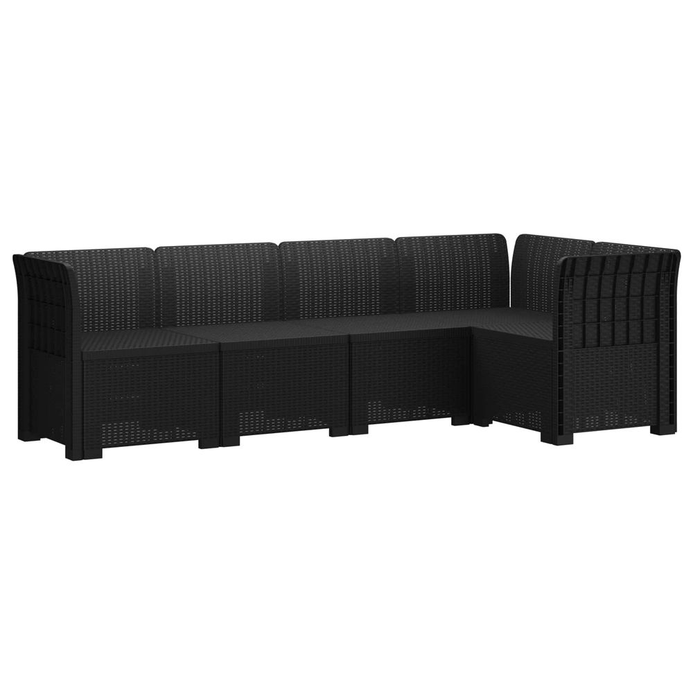 Canapé de jardin 5 places aspect rotin pp anthracite