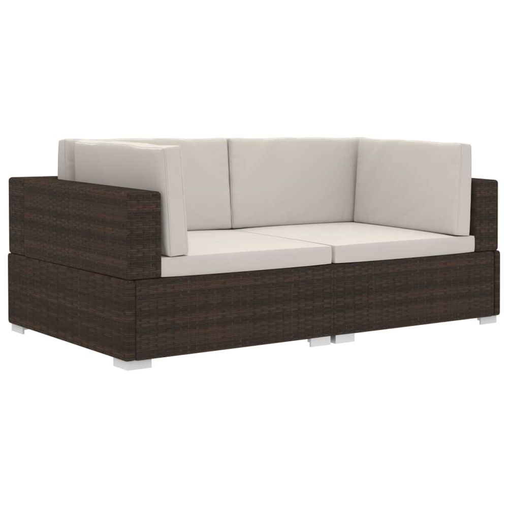 Chaises d'angles lot de 2 avec coussins résine tressée marron