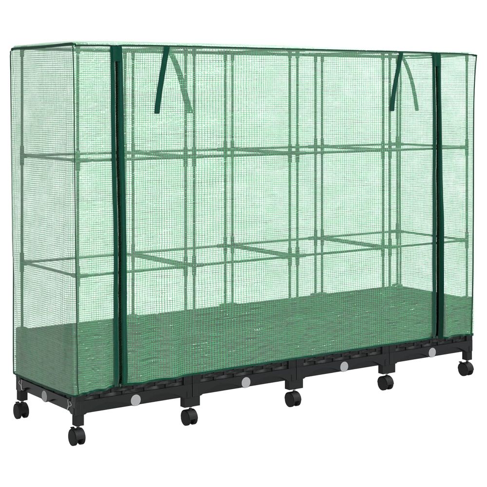 Jardinière d'extérieur de jardin avec couverture de serre et roues 4 pc pp