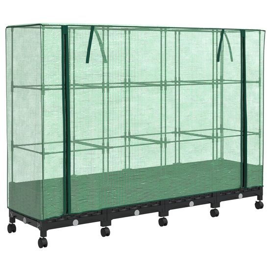 Jardinière d'extérieur de jardin avec couverture de serre et roues 4 pc pp