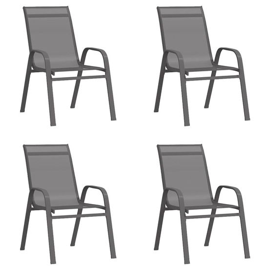 Chaises empilables de jardin lot de 4 gris tissu textilène