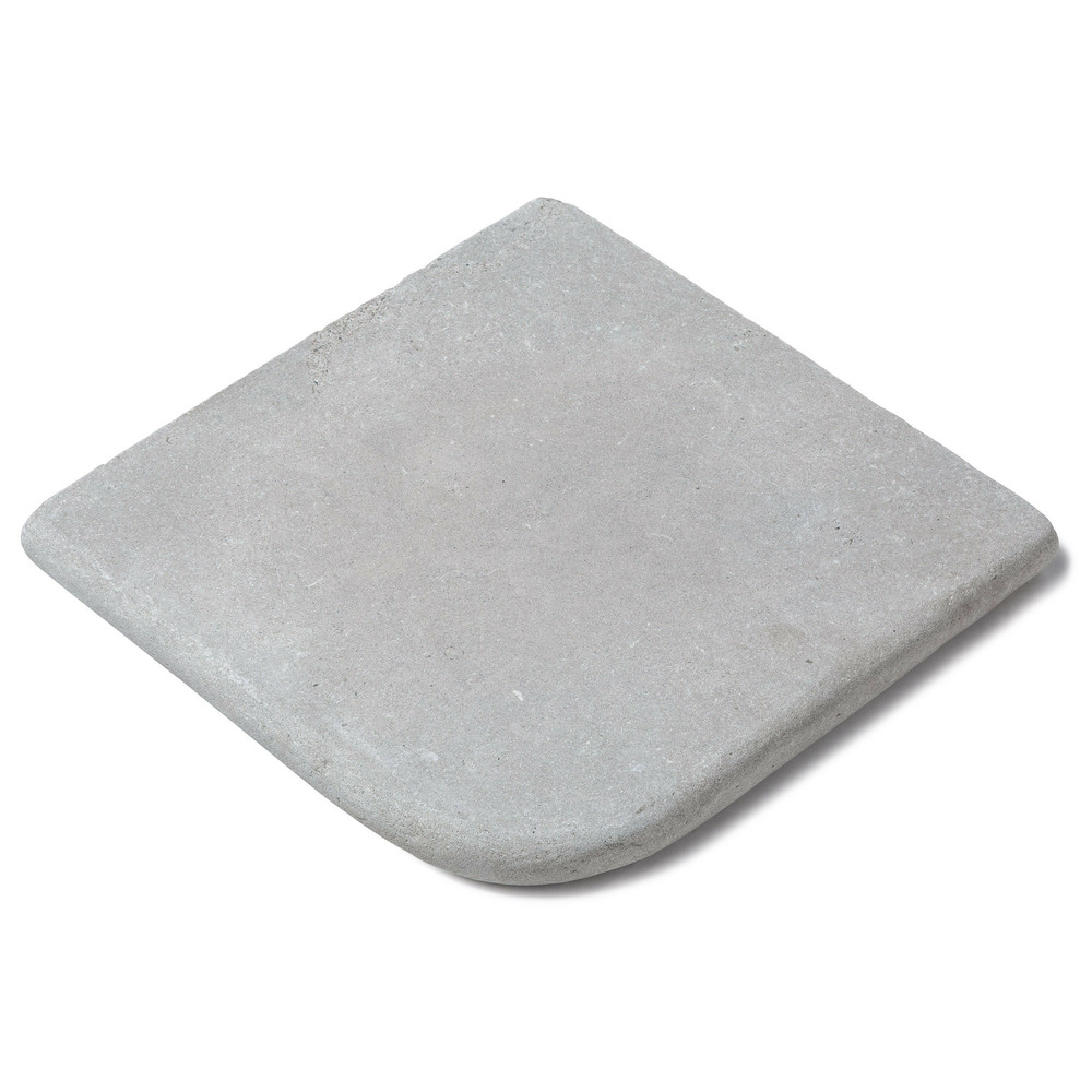 Margelle angle sortant pierre de l'atlas gris 33x33x3 cm bord 1/2 rond (à l'unité) - ro'ma nature