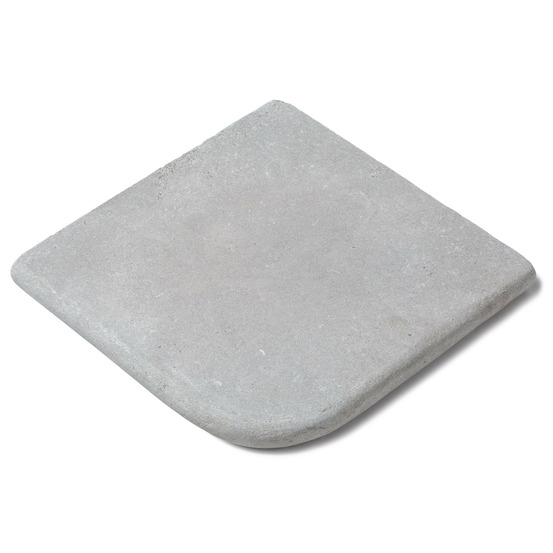 Margelle angle sortant pierre de l'atlas gris 33x33x3 cm bord 1/2 rond (à l'unité) - ro'ma nature