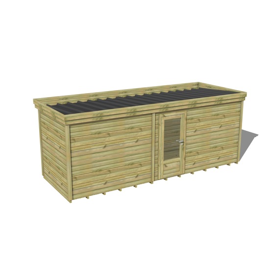 Abri de jardin bois pin traité autoclave 27mm - 6,49x2,14m / 14m2 - bac acier - plancher bois