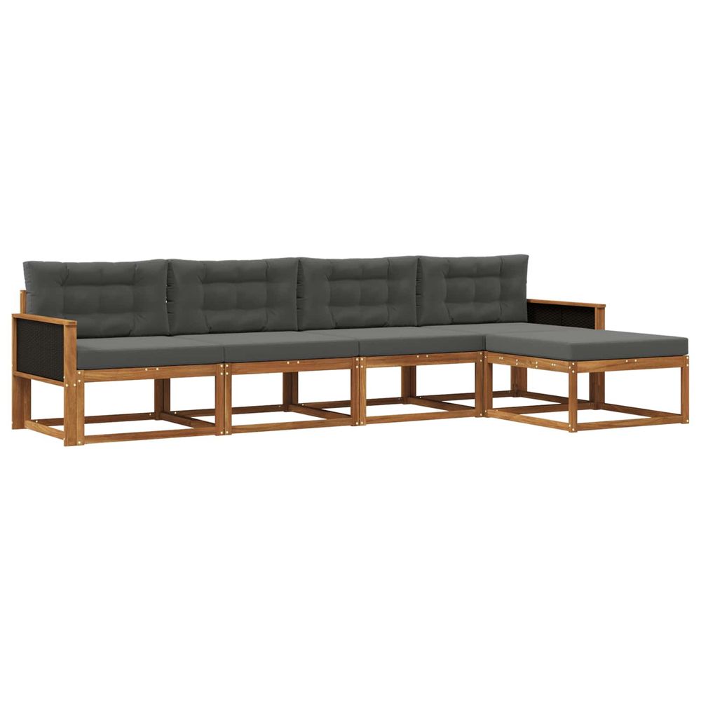 Ensemble de canapés d'extérieur 5 pc naturel et anthracite