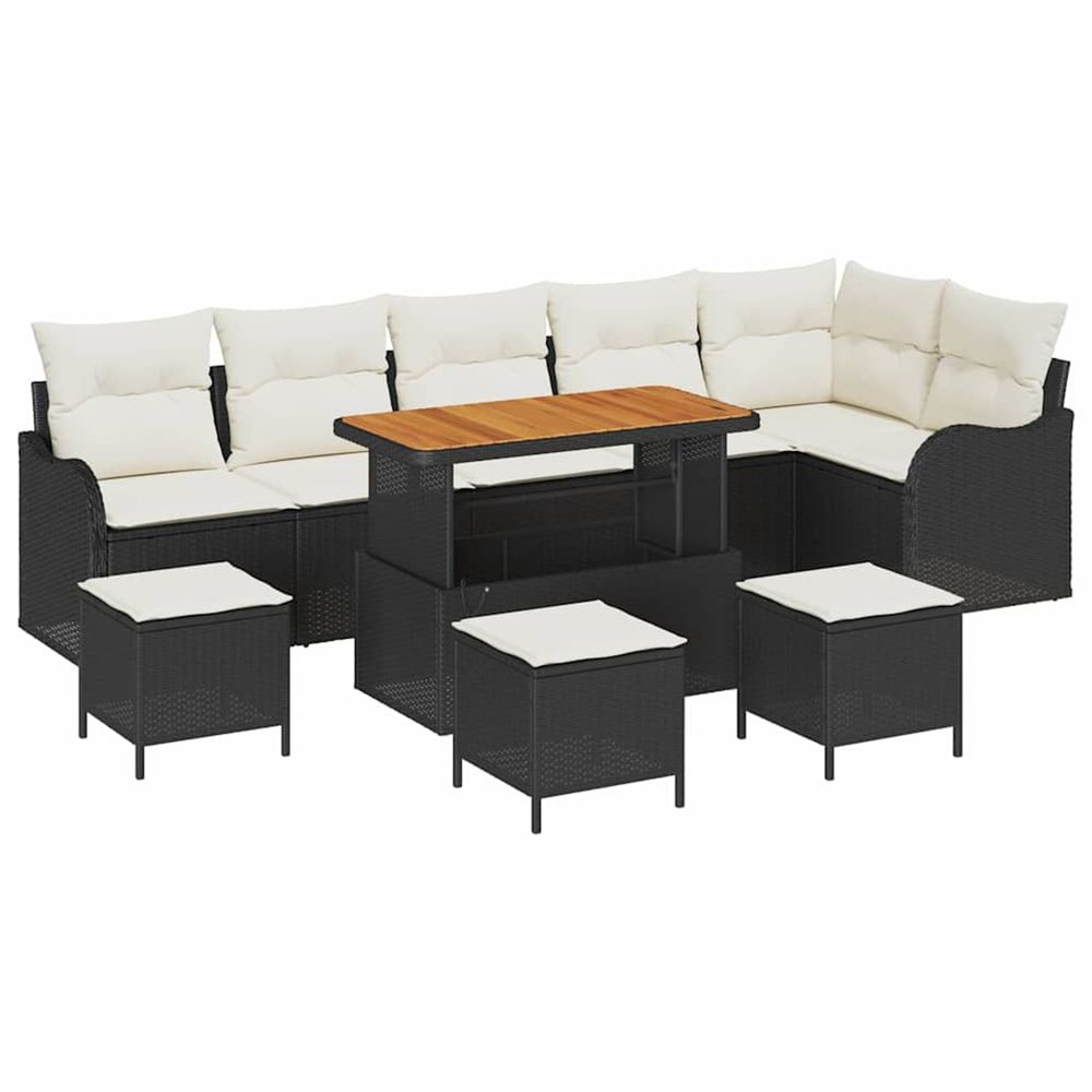 Ensemble de canapé de jardin 10 pc noir polyrotin