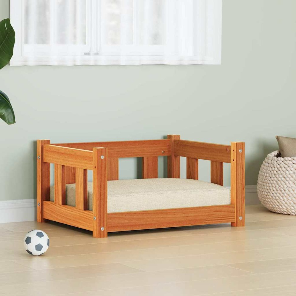 Lit pour chien brun cire 55 x 45 x 28 cm pin massif