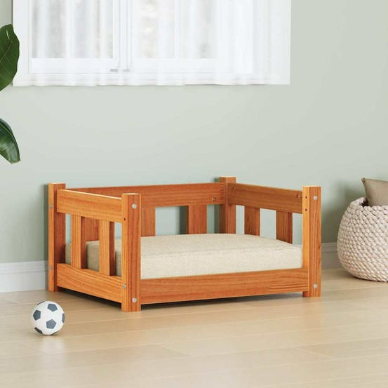 Lit pour chien brun cire 55 x 45 x 28 cm pin massif