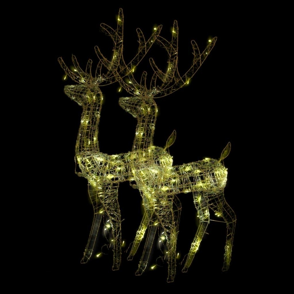 Décorations de noël de renne acrylique 2 pcs 120 cm blanc chaud