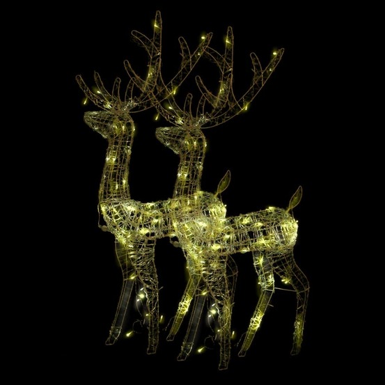 Décorations de noël de renne acrylique 2 pcs 120 cm blanc chaud