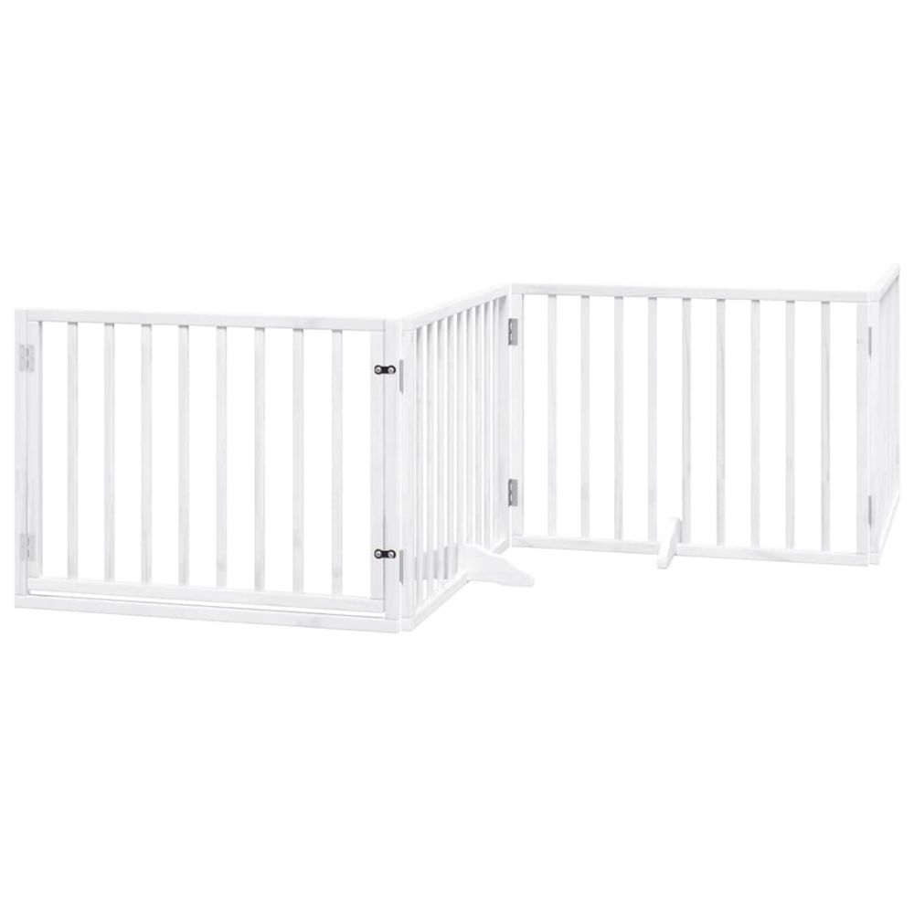 Barrière pour chiens et porte 4 panneaux blanc bois de peuplier