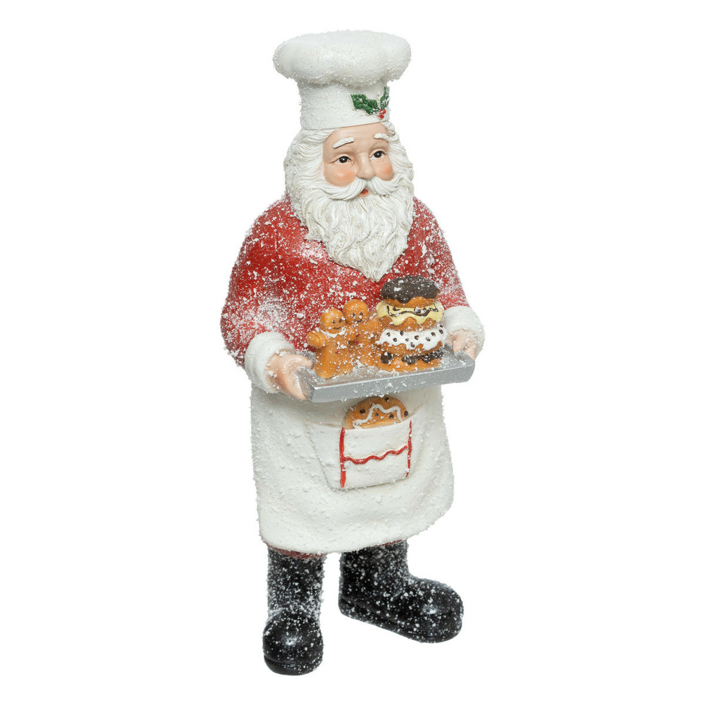 Chef père noël en hiver effet givré h 28 cm