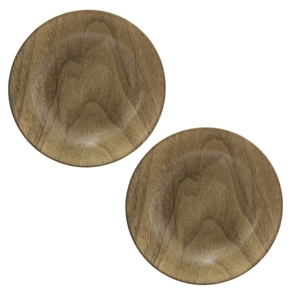 Lot de 2 assiettes creuses effet bois mood - marron