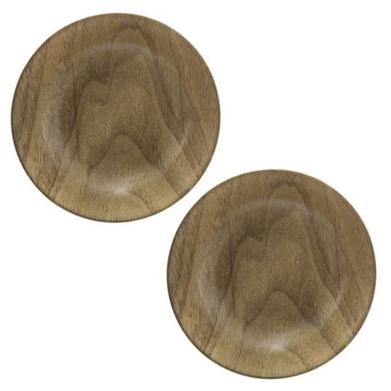 Lot de 2 assiettes creuses effet bois mood - marron