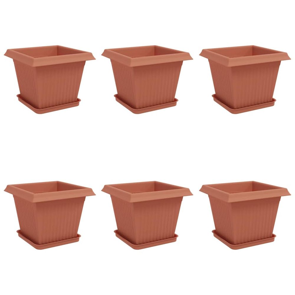 Pots de plantes 6 pc rouge brique plastique