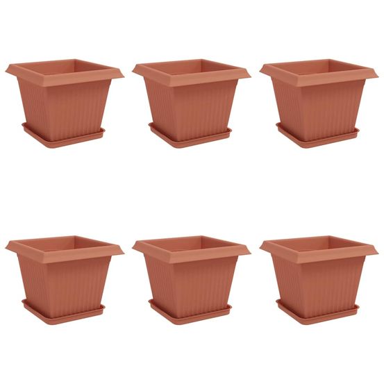 Pots de plantes 6 pc rouge brique plastique