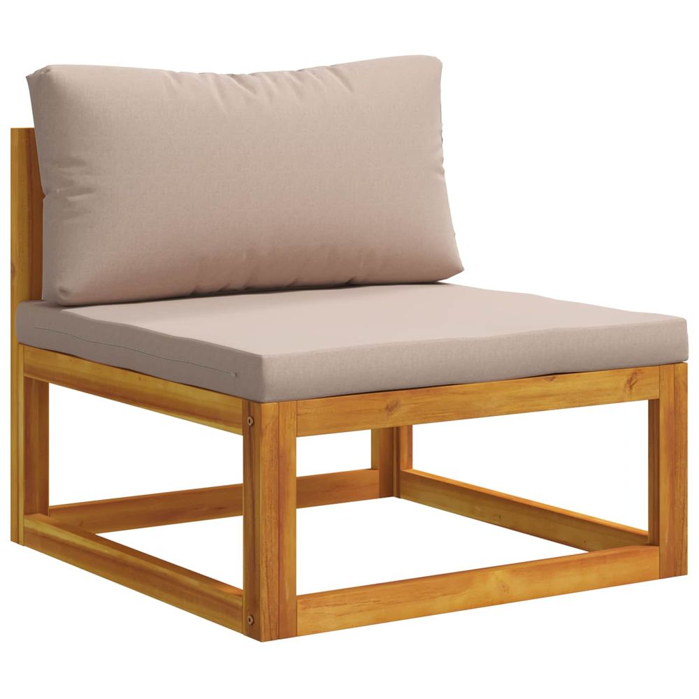 Canapé du milieu modulaire avec coussins bois d'acacia massif