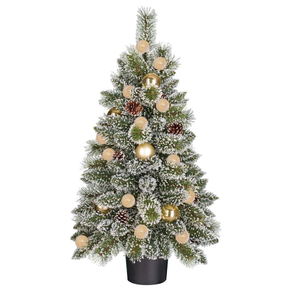 Black box trees sapin de noel artificiel kaprun avec decoration h90 x ø61 cm - arbre avec pot pour intérieur - 120 branches - vert