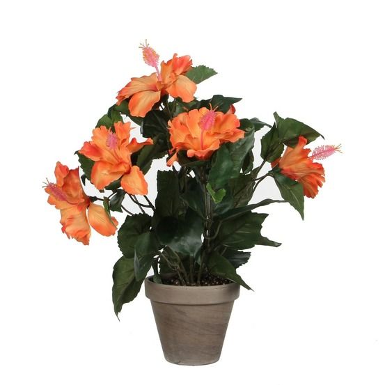 Mica decorations plante artificielle hibiscus - h40 x ø30 cm - orange