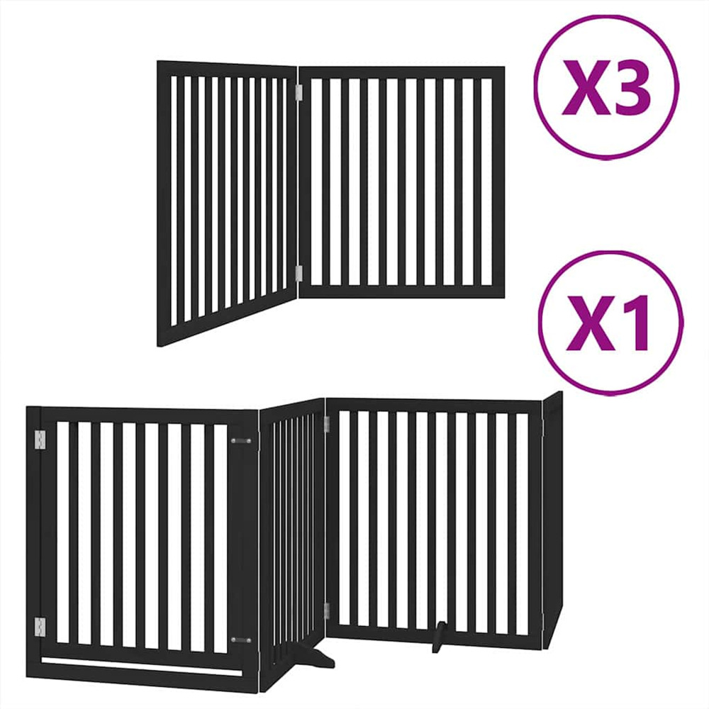 Barrière pour chien porte pliable 10panneaux noir bois peuplier