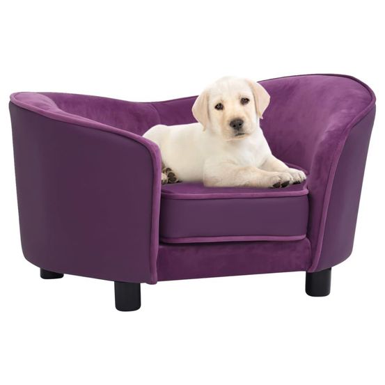 Canapé pour chien 69 cm peluche et synthétique bordeaux