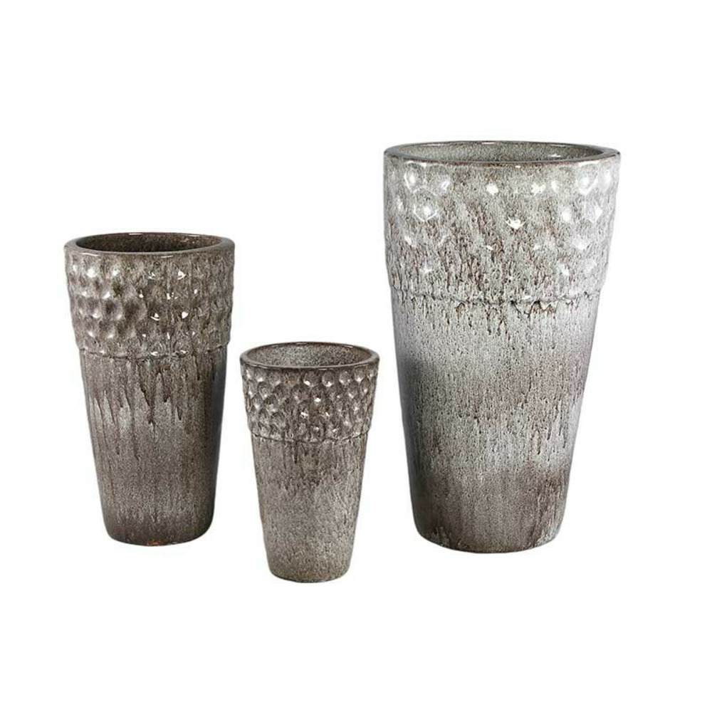 Ensemble de 3 pots en céramique ronds 40x68 cm