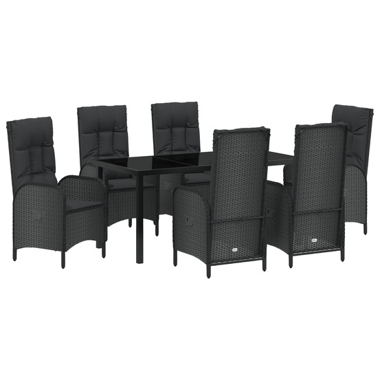 Ensemble de jardin de 7 pièces rattan poly noir