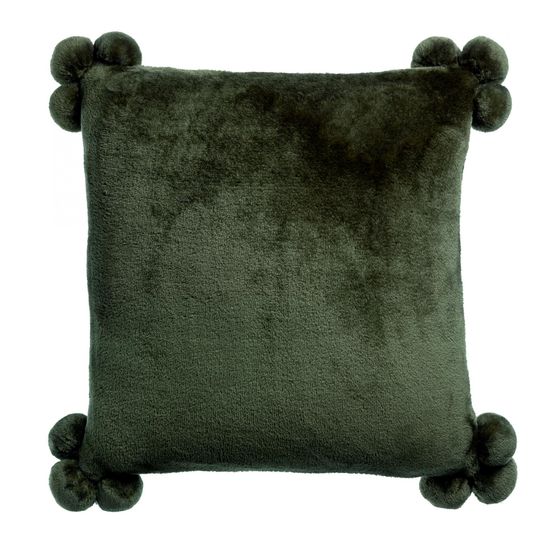 Coussin tender pompons fougère 45 x 45 cm