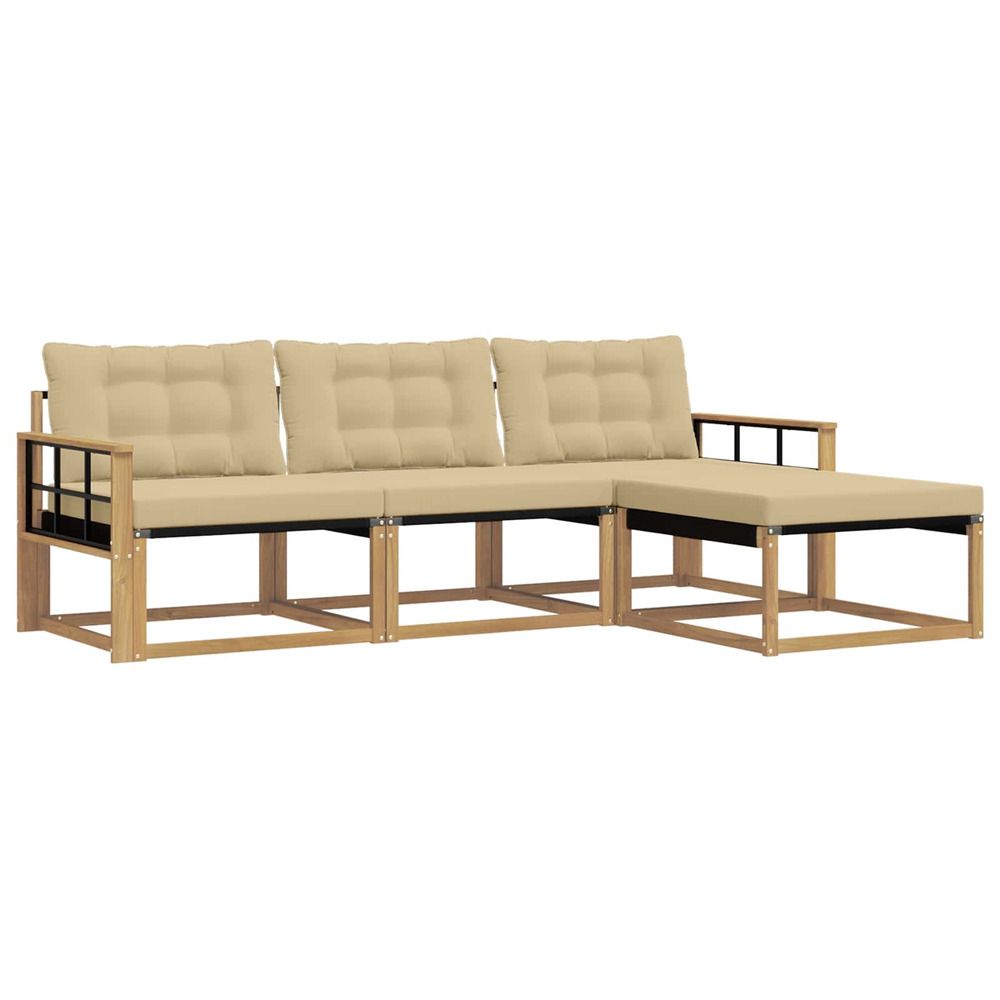 Ensemble de canapés d'extérieur 4 pc blanc et beige