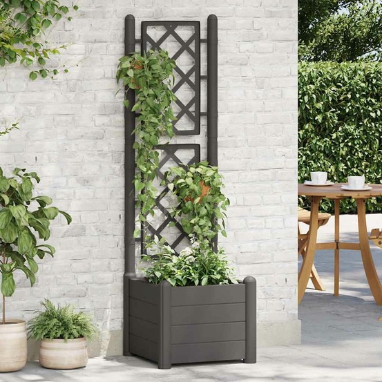 Jardinière avec treillis 43x43x142 cm pp anthracite