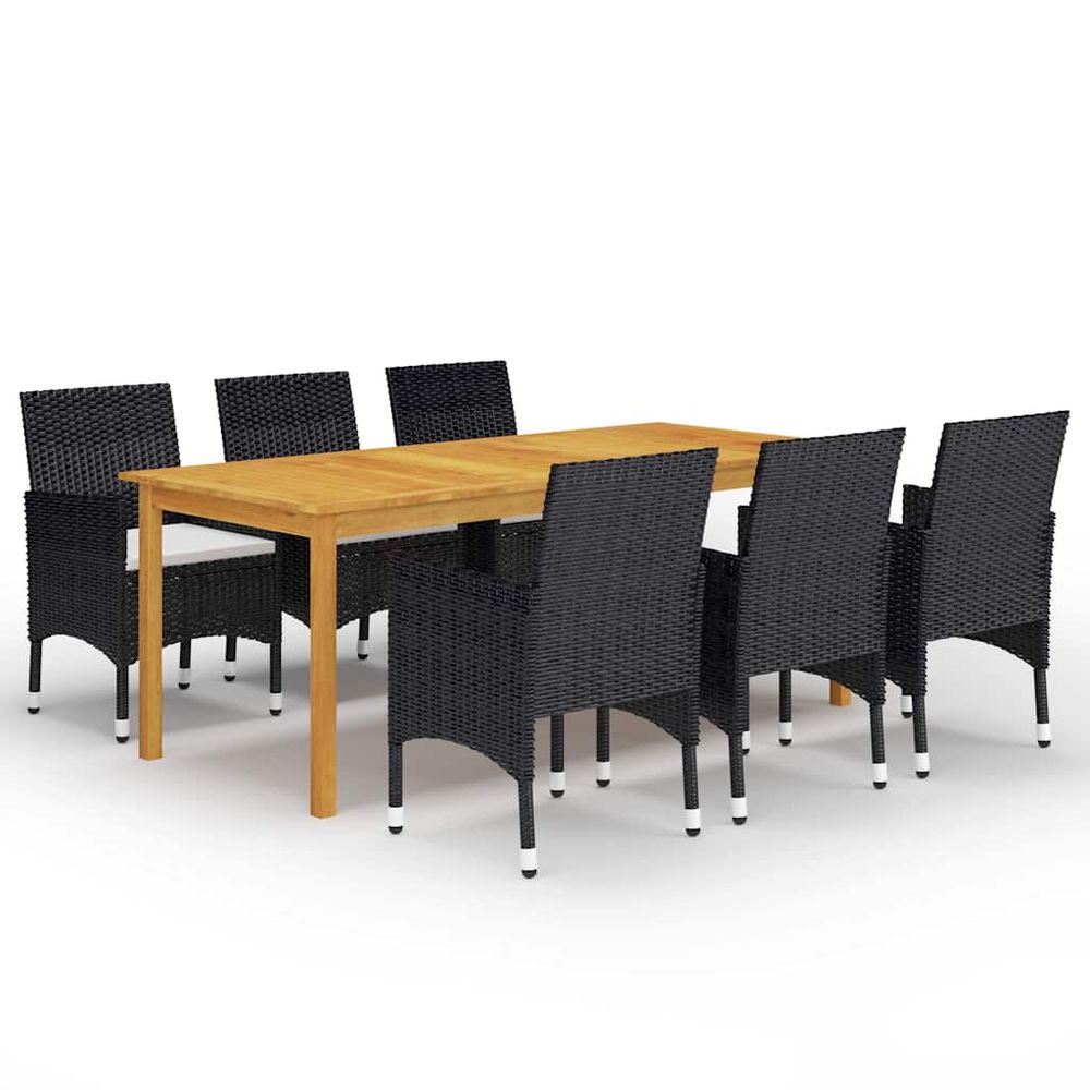 Ensemble à manger de jardin 7 pcs noir