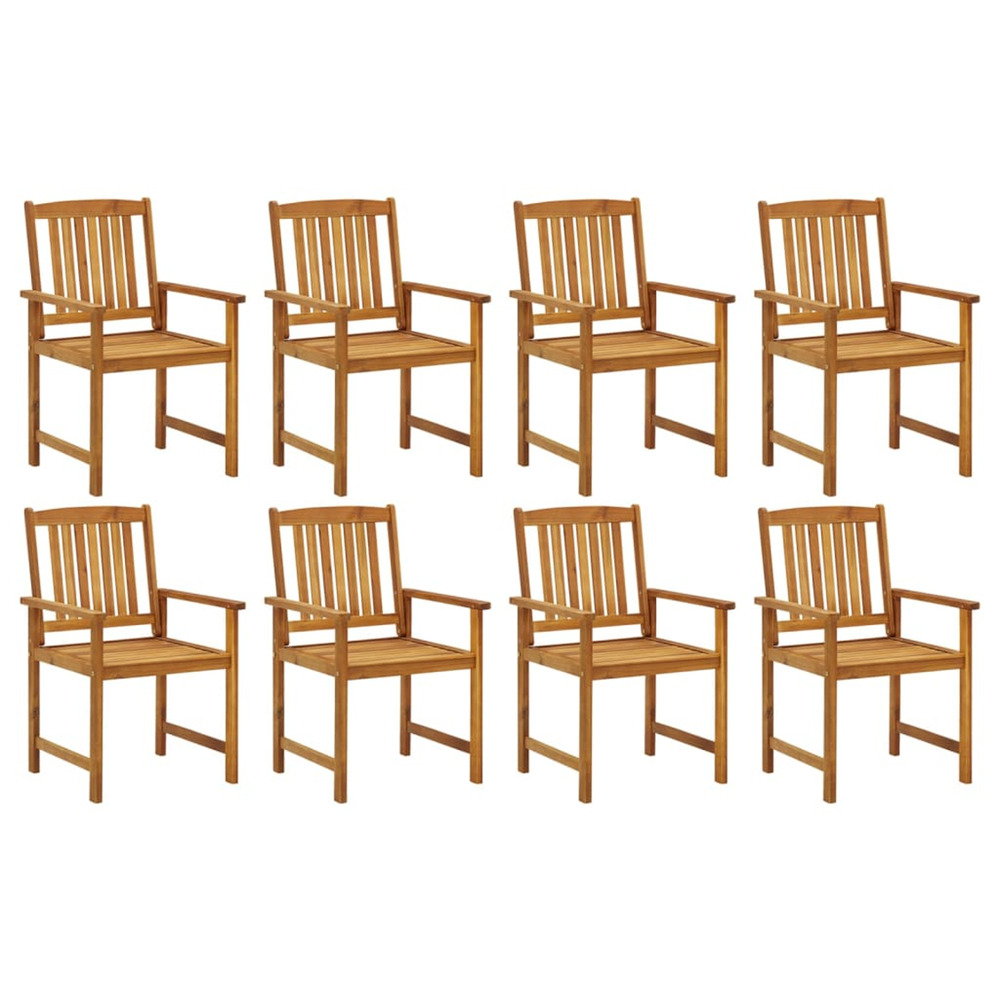 Chaises de jardin lot de 8 bois d'acacia solide