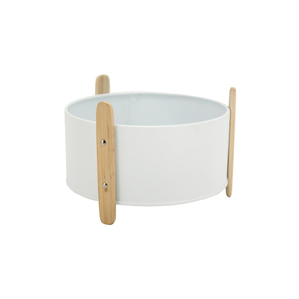 Cache-pot en métal laqué et bois 17,5 cm