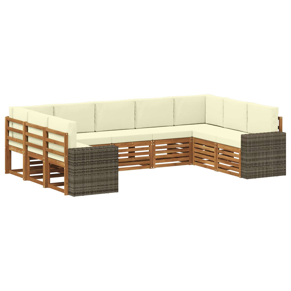 Ensemble de canapé d'angle 9 pcs naturel et crème polyester