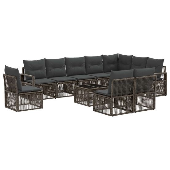 Ensemble de canapé de jardin 11 pc gris polyrotin