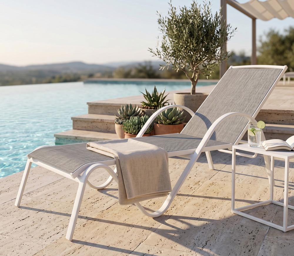 Bain de soleil en aluminium blanc sunset