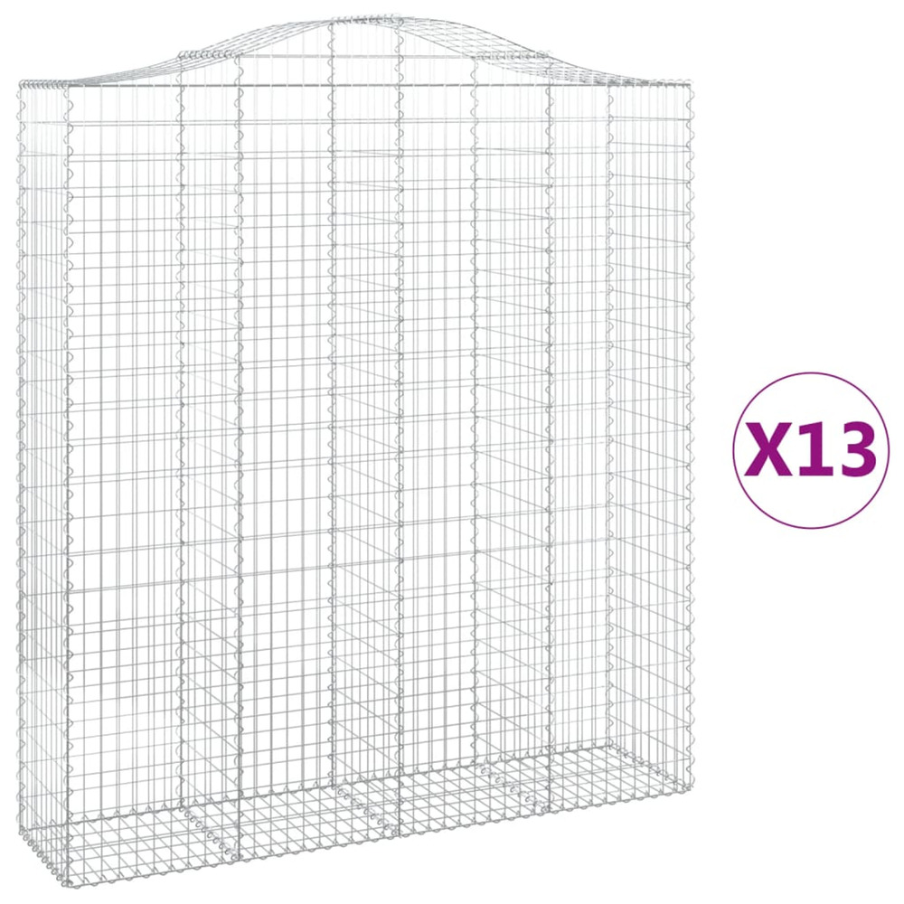 Paniers à gabions arqués 13 pcs 200x50x220/240 cm fer galvanisé