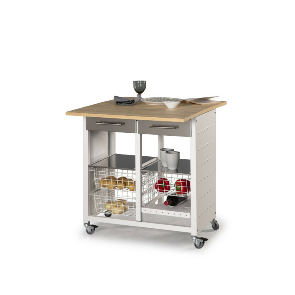 Desserte de cuisine double convertible en table d'appoint, eko