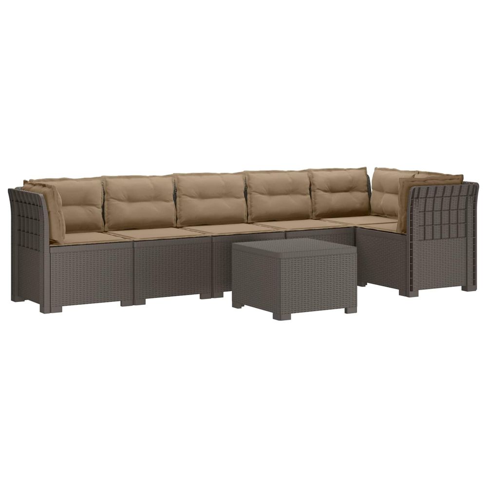 Canapé de jardin 6 places avec coussins aspect rattan pp