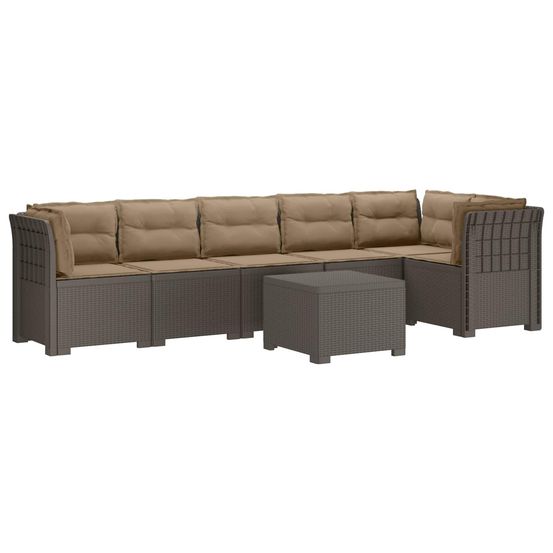 Canapé de jardin 6 places avec coussins aspect rattan pp