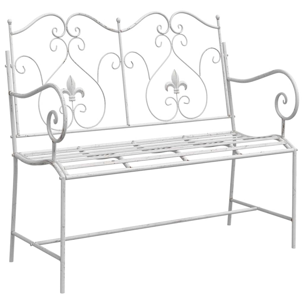 Banc de jardin blanc antique 104 x 54 x 93 cm acier
