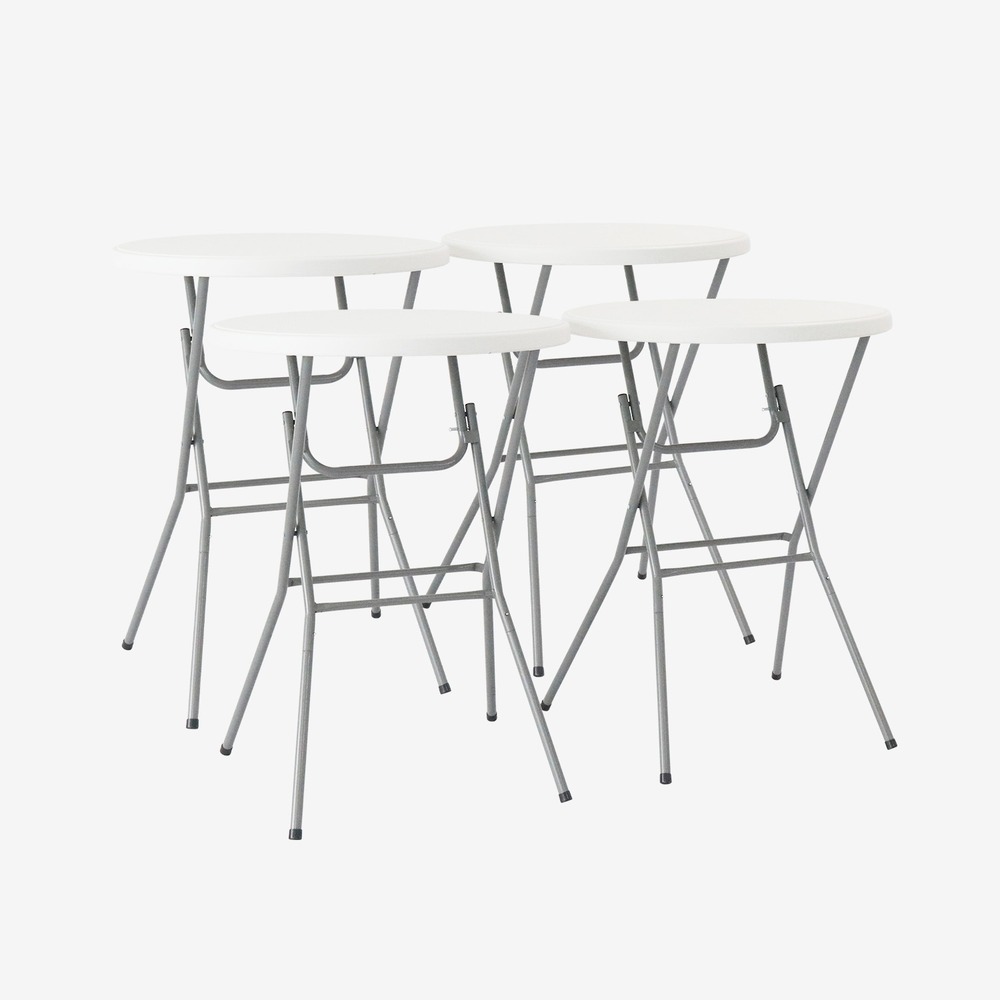 Lot de 4 tables de réception, tables mange debout pliantes acier