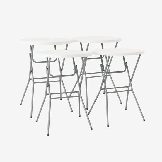 Lot de 4 tables de réception, tables mange debout pliantes acier
